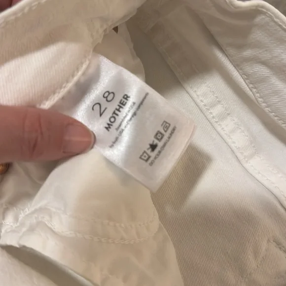 Mother White The Insider Crop Step Fray Jeans Size 28 - Picture 6 of 8